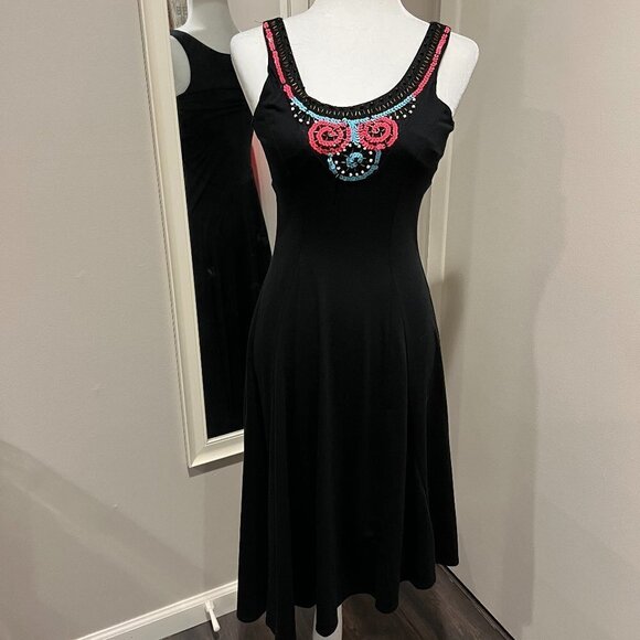 NY Collection black sleeveless dress with sequin design Size XS - Picture 1 of 8